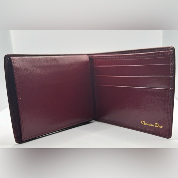 Christian Dior Burgundy Leather Bifold Wallet with Certificate of Authenticity - Picture 4 of 12